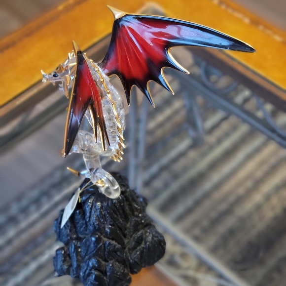 Glass Baron Crystal Ruby Red Wing Dragon - Picture 8 of 12